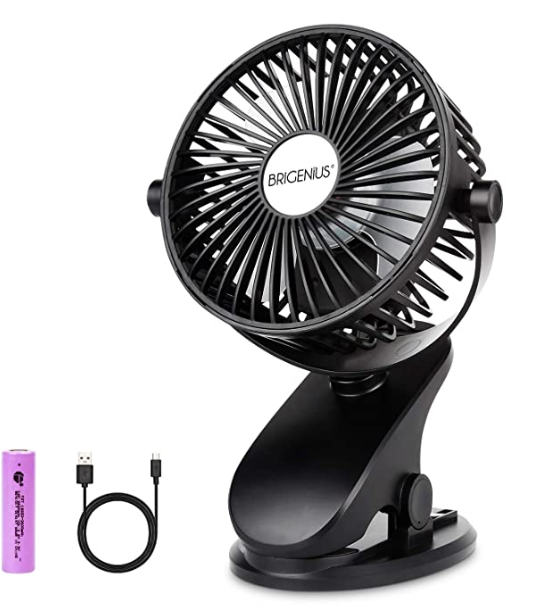 BRIGENIUS Battery Operated Clip on Stroller Fan,